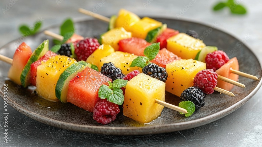 Fresh Fruit Kabobs with Honey-Lime Drizzle - Colorful and Delicious Summer Treat Fresh Fruit Kabobs with Honey-Lime Drizzle - Colorful and Delicious Summer Treat