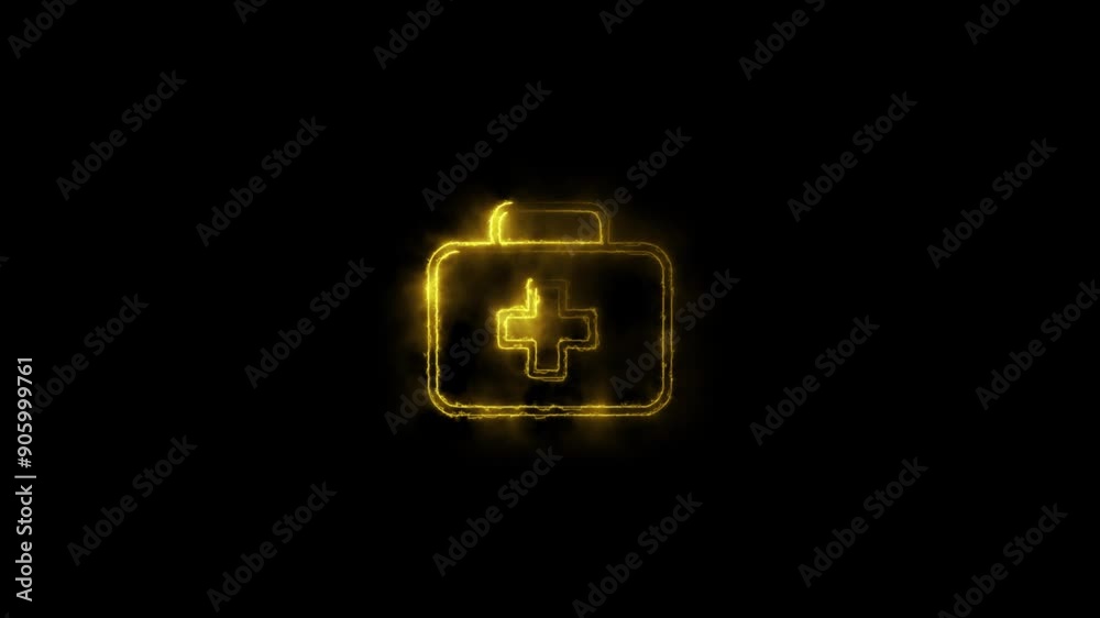 glowing First Aid Kit Icon, emergency health care medical beg icon animation. glowing First Aid Kit Icon, emergency health care medical beg icon animation.