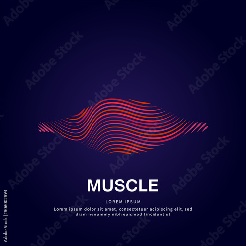 Human muscle medical structure. simple line art muscle Vector logotype illustration on dark background. muscle logo vector template suitable for organization, company, or community. EPS 10