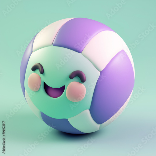 Cartoonish Volleyball with Character Faces
