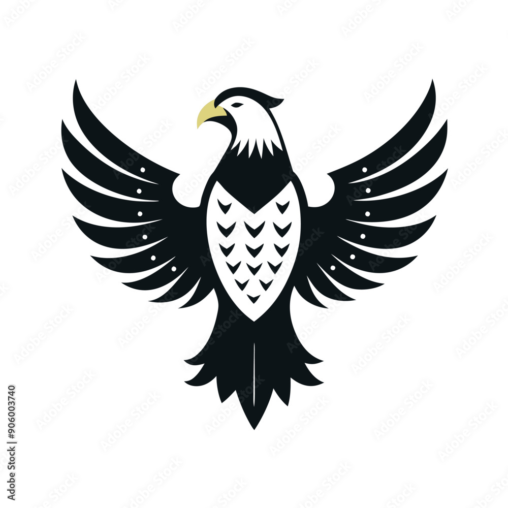Obraz premium Black and White Eagle with Spreads Wings