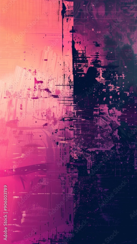 Obraz premium Abstract Digital Glitch Art Fusion: A Vibrant Blend of Modern Technology and Artistic Expression on a Clean Canvas.
