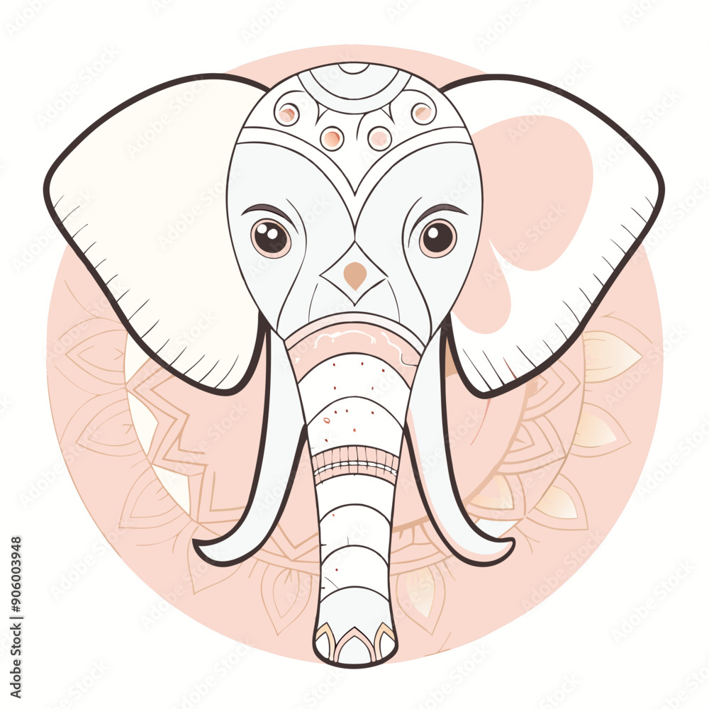Obraz premium Ornate Elephant Head with Pink Mandala Background
