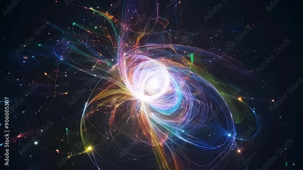 A single point of energy expands and contracts embodying the constant flux of quantum fluctuations at a microscopic level. A single point of energy expands and contracts embodying the constant flux of quantum fluctuations at a microscopic level.
