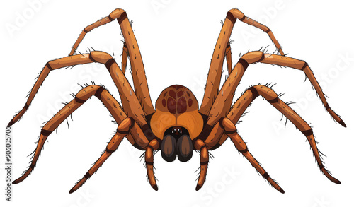 Orange spider with detailed legs isolated on transparent background photo