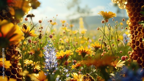Honeycomb View of a Summer Meadow