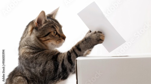Wallpaper Mural Cat putting ballot into voting box on white background Torontodigital.ca