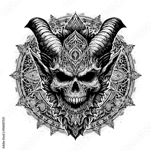 circle mandala with devil design