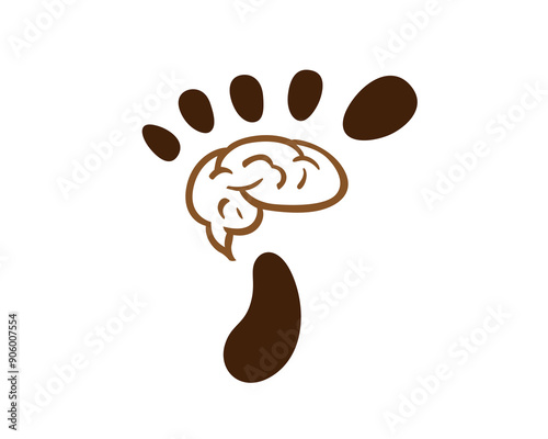 foot step brain mind logo design template