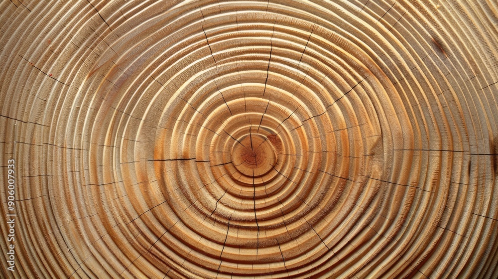Fototapeta premium Texture of freshly cut wood in a close up showcasing annual rings
