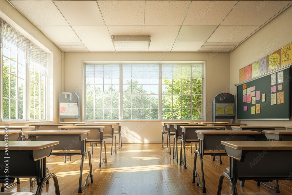 Fototapeta premium Empty School Classroom Interior created with Generative AI