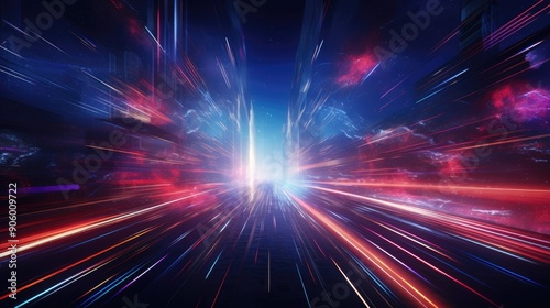 Abstract digital space with motion trails