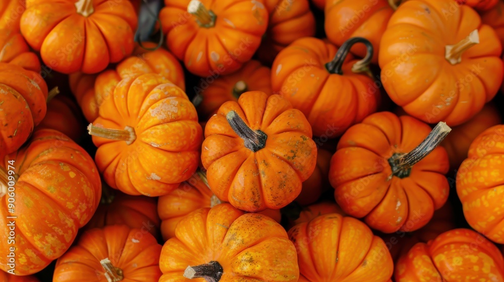 Recently harvested orange pumpkins in a random pile