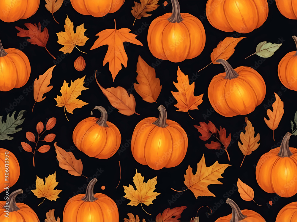 abstract glowing pattern autumn leaves and pumpkin background abstract glowing pattern autumn leaves and pumpkin background