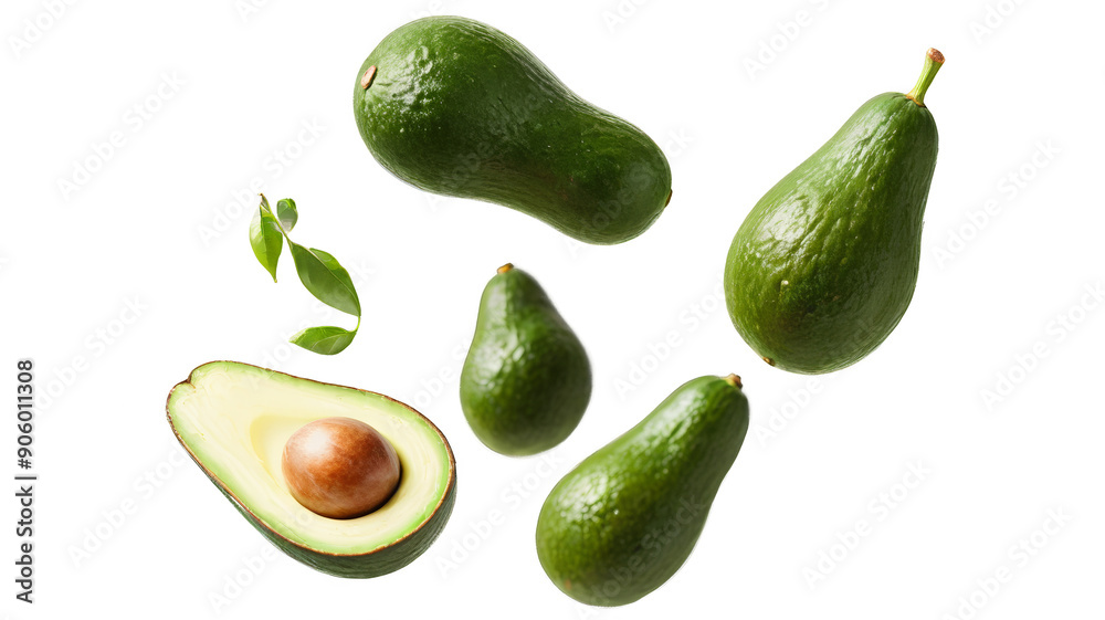 Falling avocado isolated on transparent background Falling avocado isolated on transparent background