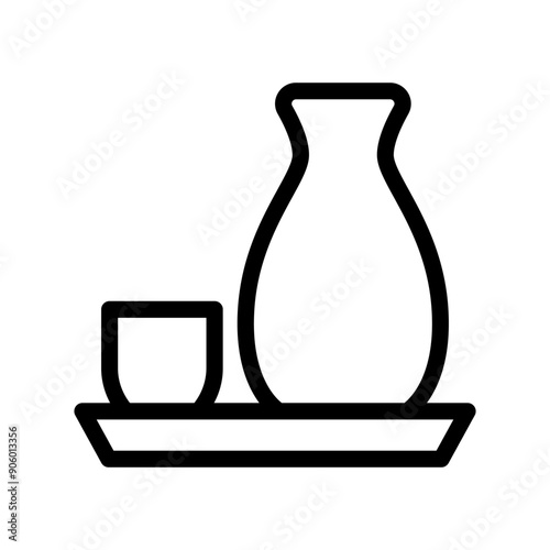 Sake icon in thin line style vector illustration graphic design