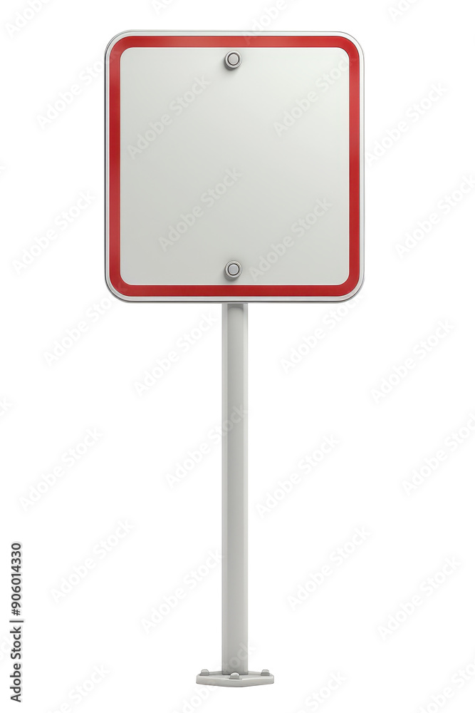 blank square shaped white traffic sign with red border, Isolated on a white background blank square shaped white traffic sign with red border, Isolated on a white background