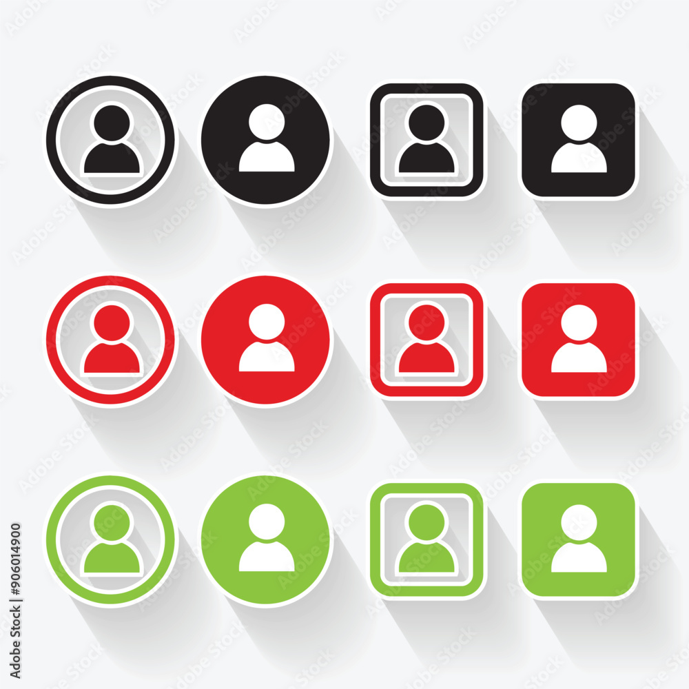 Isolated shadow user logo icon design with green, red and black color Isolated shadow user logo icon design with green, red and black color