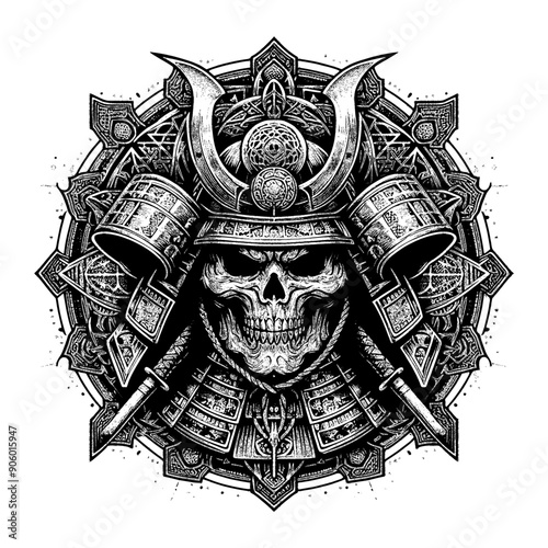 skull samurai design