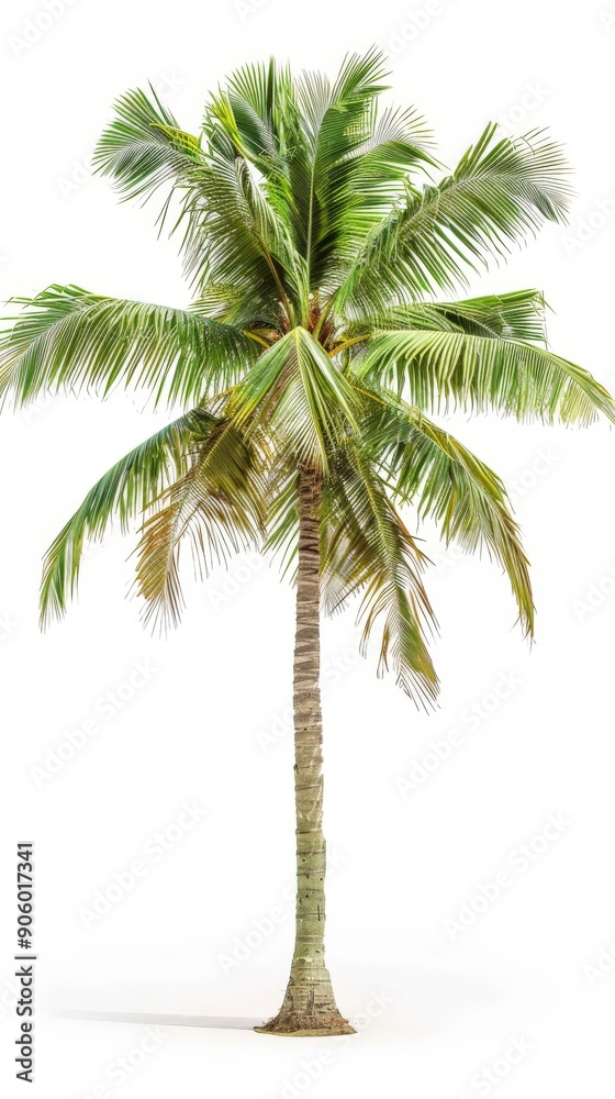 Fototapeta premium Single coconut palm tree isolated on white background