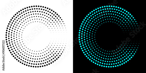 Dotted abstract circle geometric shape. Round circle concentric ring shape.