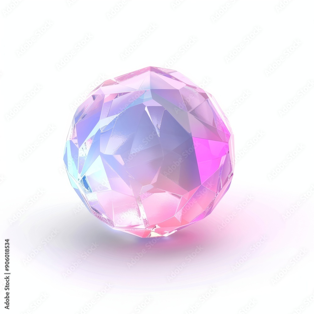 3D Render, Low Poly style of a glowing crystal orb, on isolated white background, Generative AI 3D Render, Low Poly style of a glowing crystal orb, on isolated white background, Generative AI