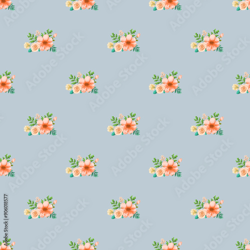 Watercolour floral background with leaves