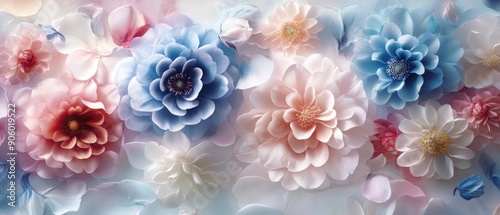 Beautiful background featuring pastel-colored flowers with a floral appearance, ideal for soft and elegant designs.