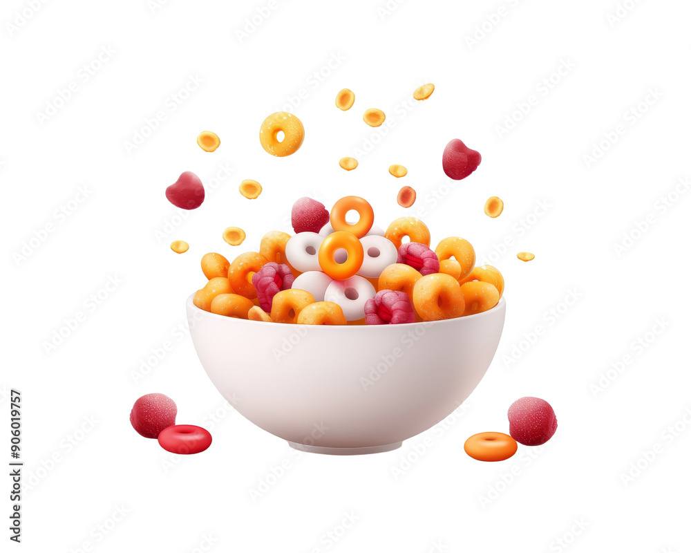 A vibrant bowl of colorful cereal showcasing fun shapes and textures, perfect for breakfast or snack inspirations. A vibrant bowl of colorful cereal showcasing fun shapes and textures, perfect for breakfast or snack inspirations.