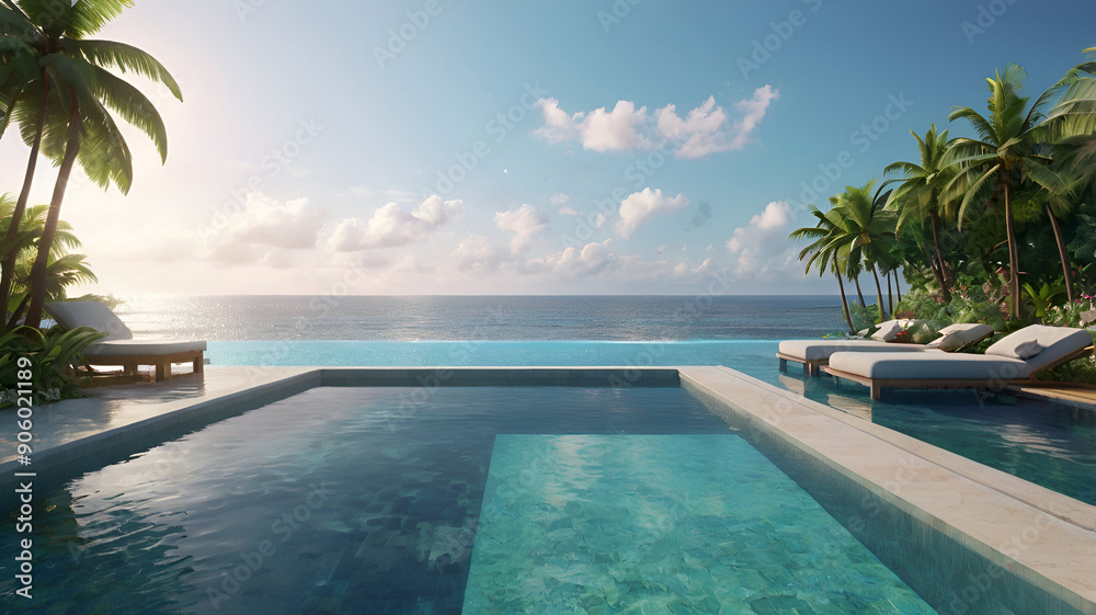 Fototapeta premium swimming pool in tropical resort