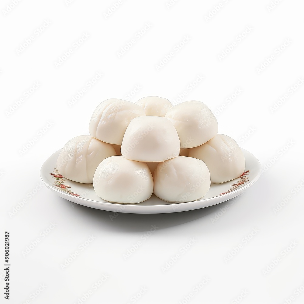 Steamed White Buns Arranged on a Plate Steamed White Buns Arranged on a Plate