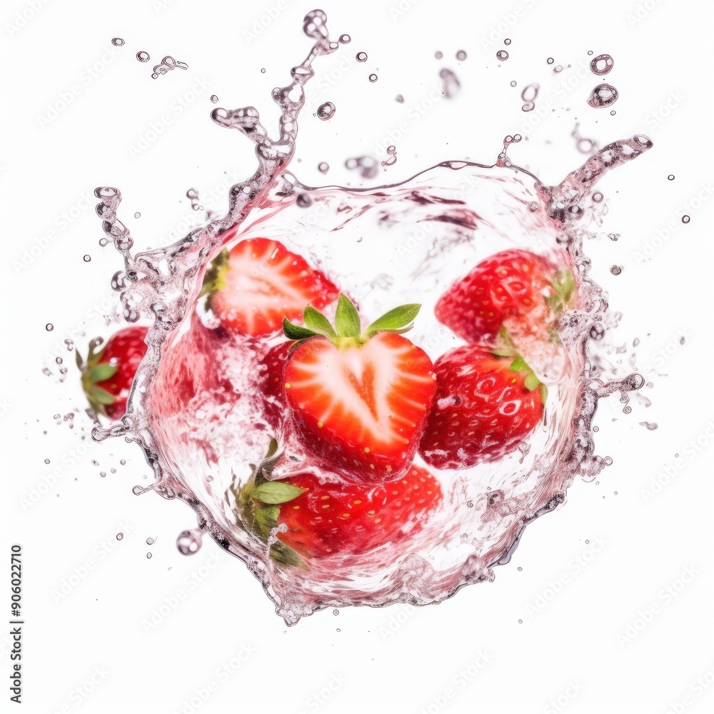 Strawberries in Water Splashing Upward Strawberries in Water Splashing Upward