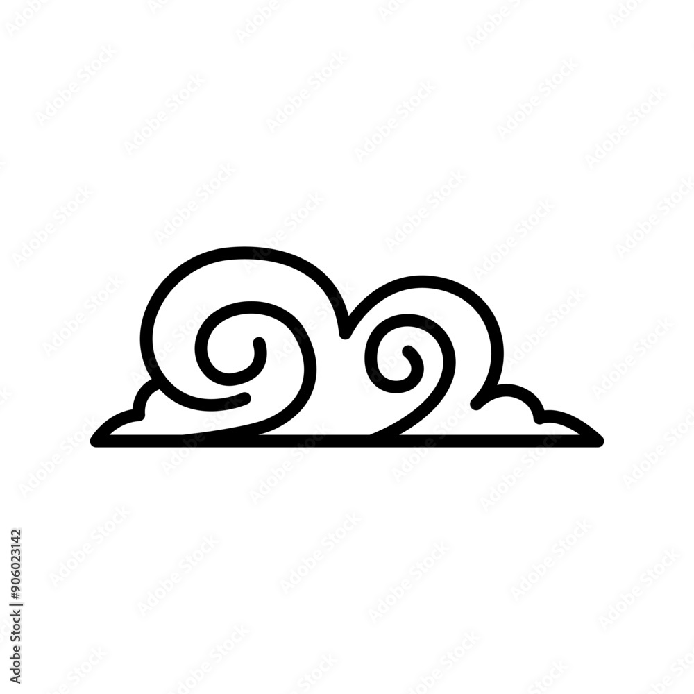 Fototapeta premium Japanese cloud icon in thin line style vector illustration graphic design