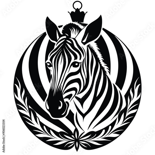 Wallpaper Mural Zebra Head Ornament with Crown and Floral Design Torontodigital.ca