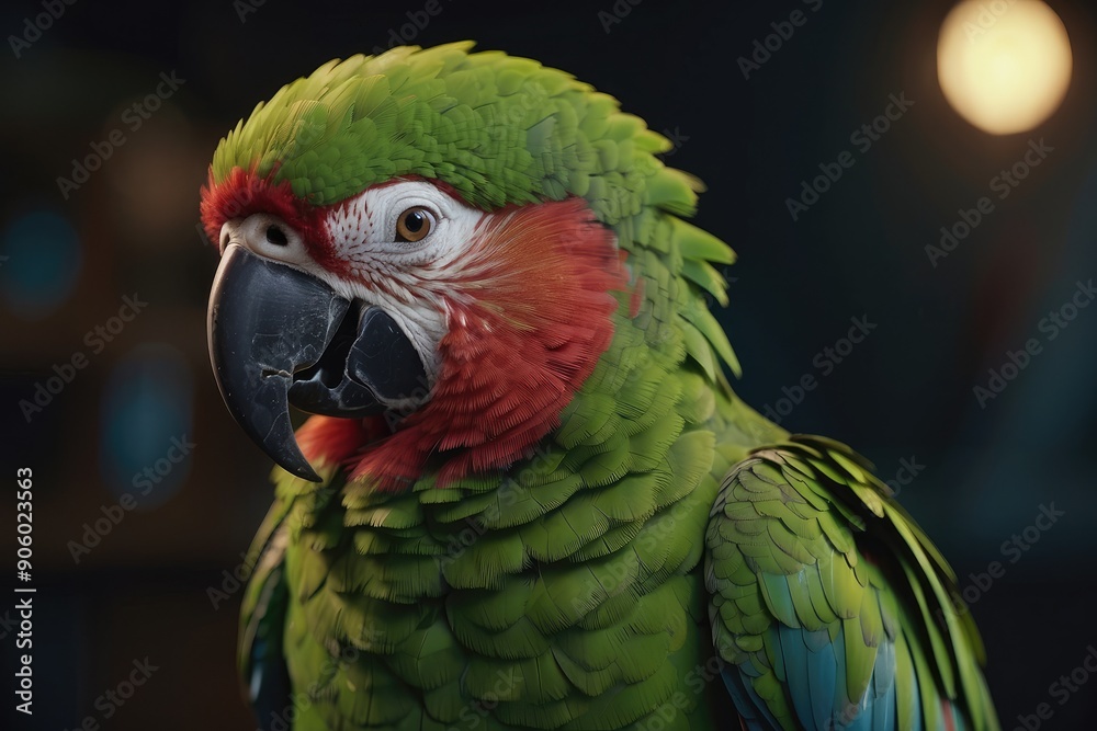 Fototapeta premium Close-up of a Green and Red Macaw's Head and Feathers