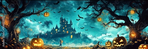 halloween party banner illustration