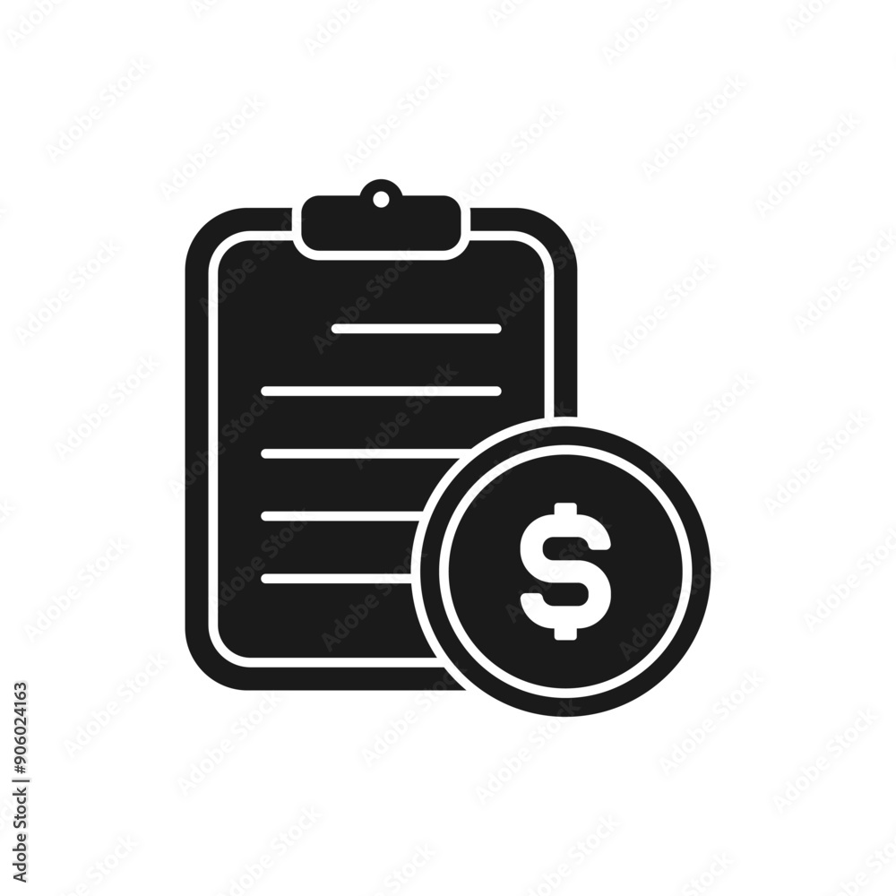 Money checklist. Dollar sign with clipboard icon flat style isolated on white background. Vector illustration Money checklist. Dollar sign with clipboard icon flat style isolated on white background. Vector illustration
