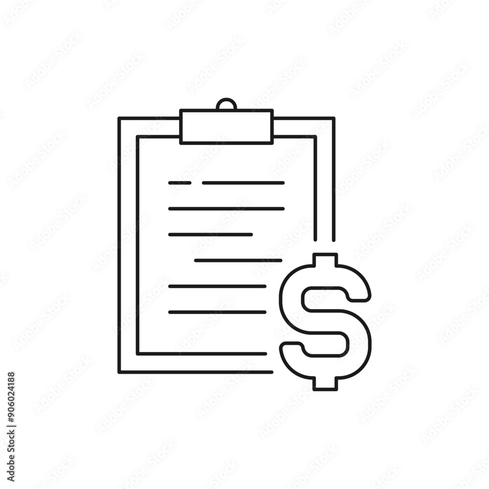 Money checklist. Dollar sign with clipboard icon line style isolated on white background. Vector illustration Money checklist. Dollar sign with clipboard icon line style isolated on white background. Vector illustration