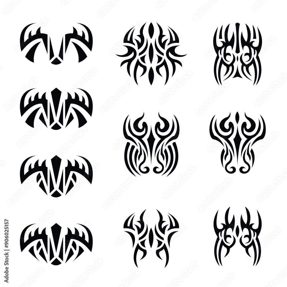 Obraz premium Modern abstract tribal tattoo set design vector