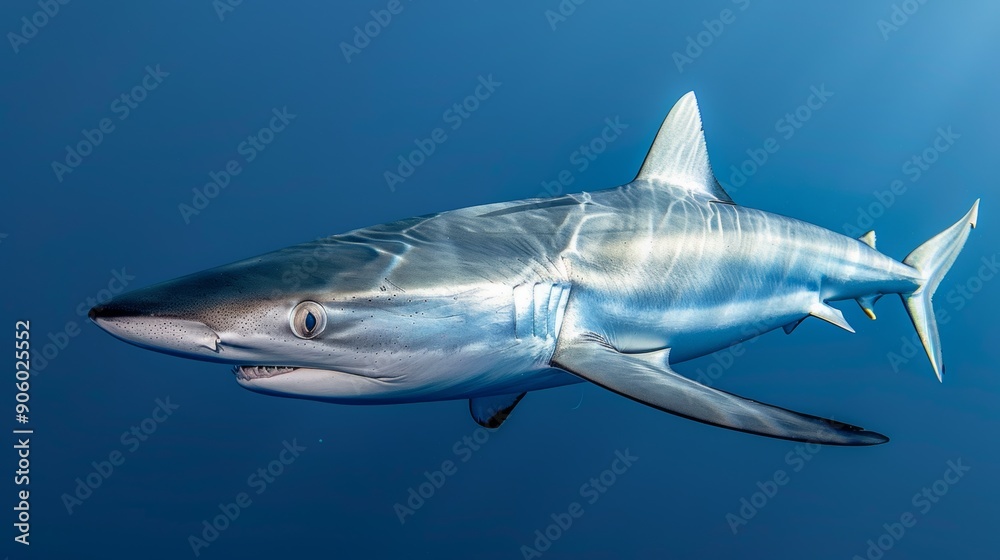 Fototapeta premium Blue Shark Gliding in the Ocean