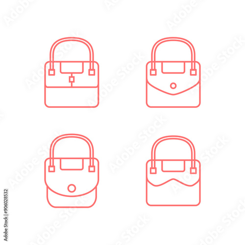 hand bag feminine icon set design vector