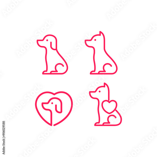 dog sit line minimal mascot logo design vector