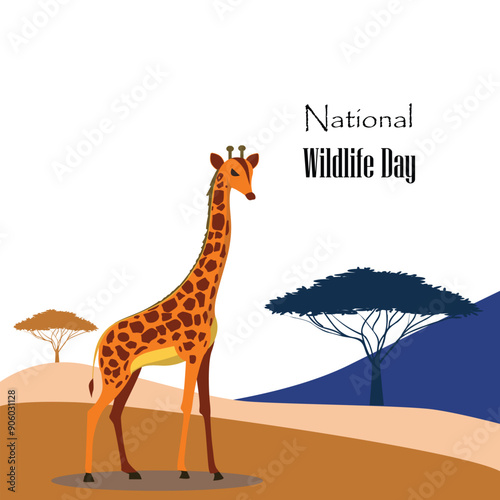 World Wildlife Day, Giraffe and Natural Botanical, Grassland safari, Environment conservation, National park, Sustainable of Ecology concept.