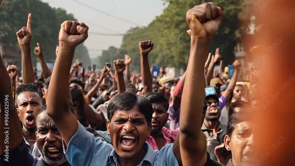 People protesting on a street