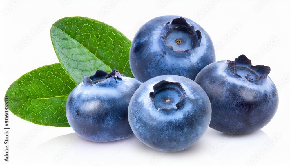 Blueberries and leaves isolated on white background Blueberries and leaves isolated on white background