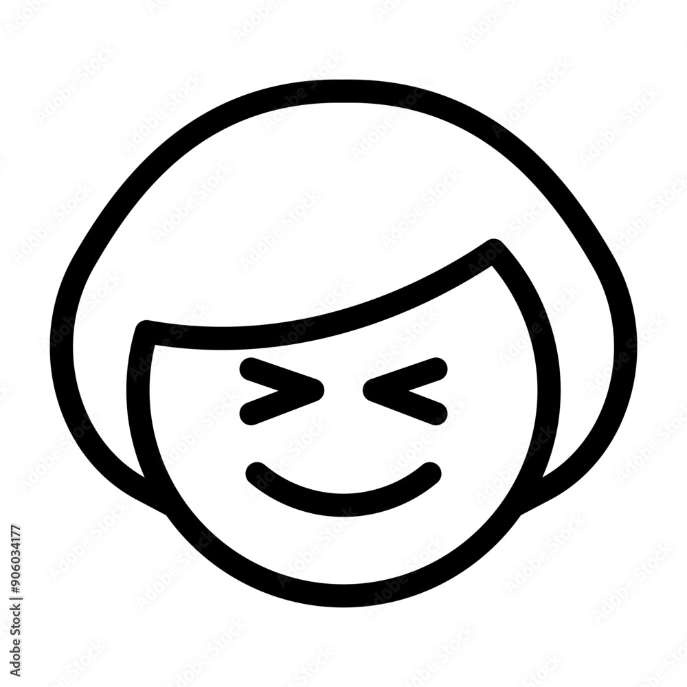 Smiley face woman icon in thin line style vector illustration graphic design Smiley face woman icon in thin line style vector illustration graphic design