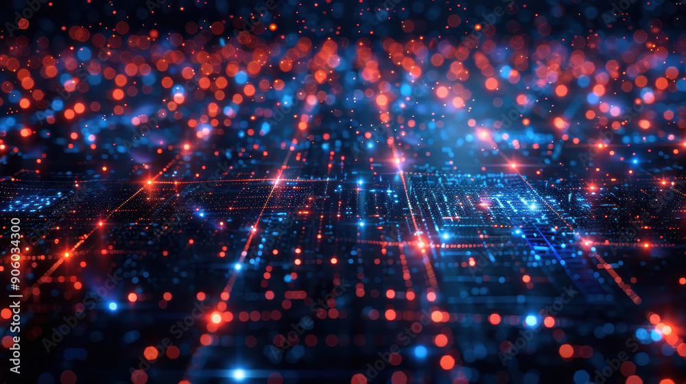 Fototapeta premium A blue and orange line with many small dots in between