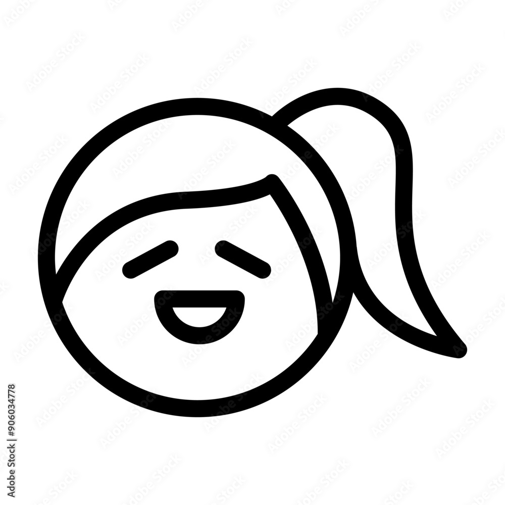 Smiley face woman icon in thin line style vector illustration graphic design Smiley face woman icon in thin line style vector illustration graphic design