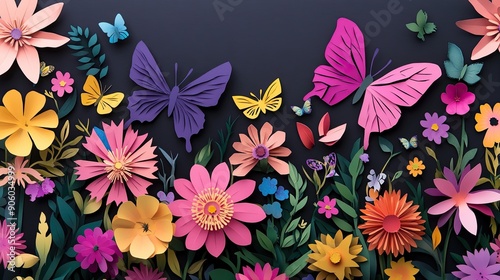Wallpaper Mural Colorful Paper Cut Flowers with Intricate Details and Designs Torontodigital.ca