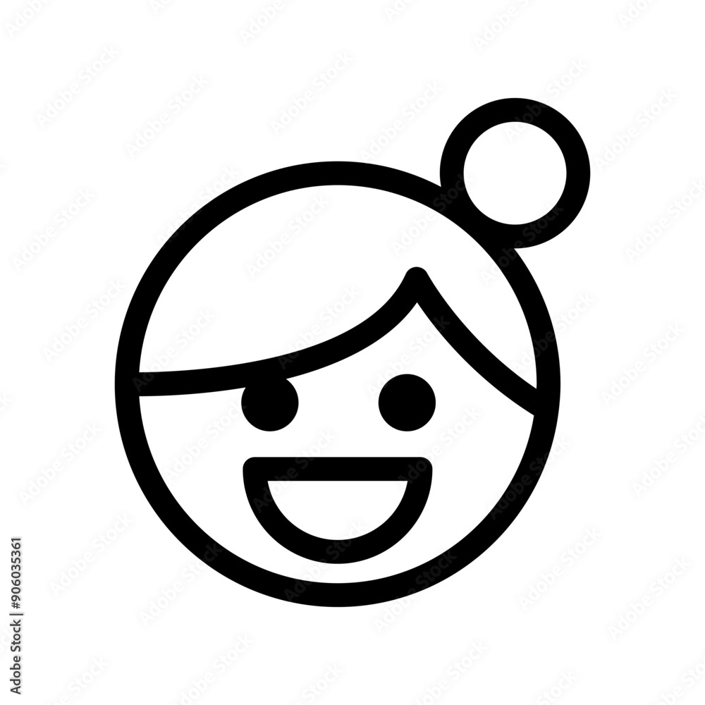 Smiley face woman icon in thin line style vector illustration graphic design